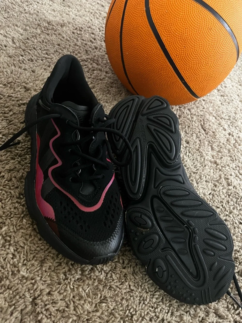 adidas Black Athletic Sneakers with Pink Accents - Picture 2 of 5